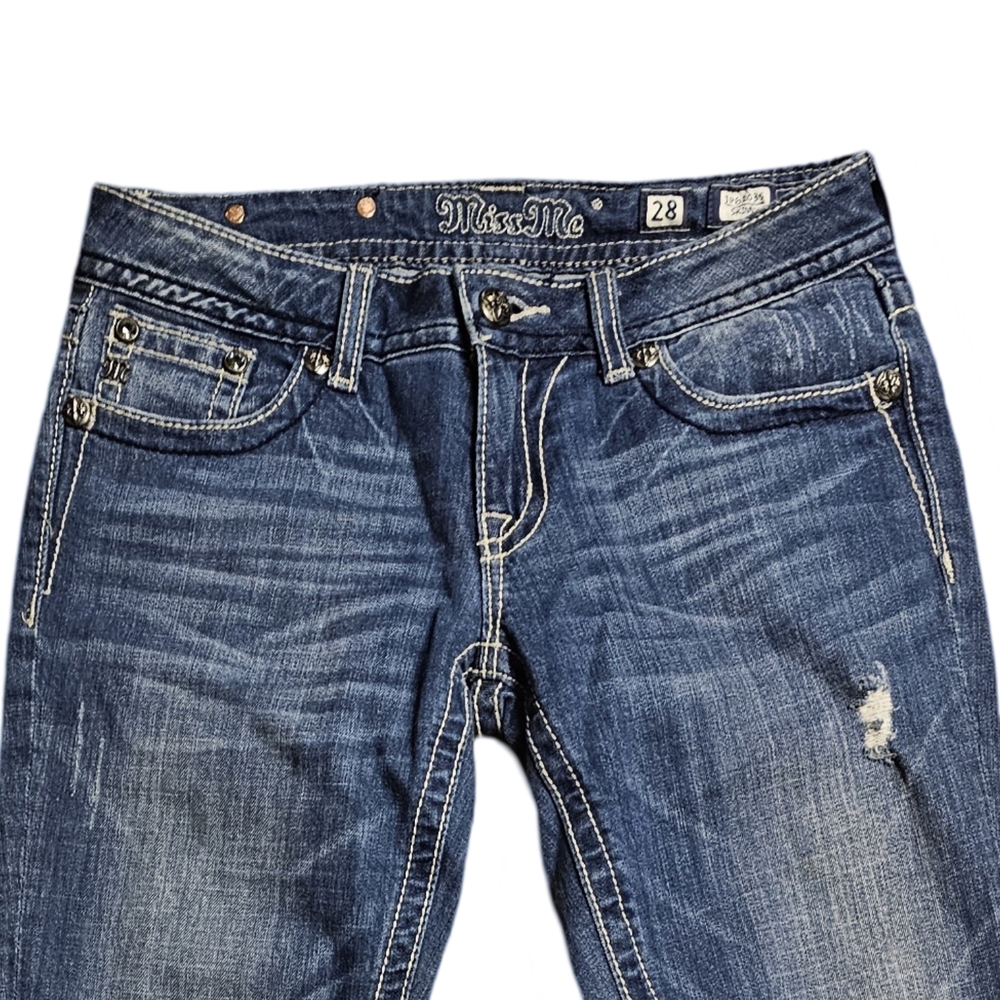 Miss Me Blue Skinny Jeans with Ornate Embellishments - Picture 7 of 8